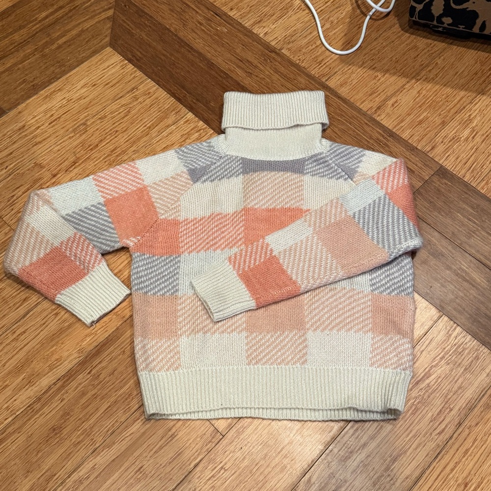Cute Warm Fall Turtleneck Sweater Boxy Colorblock